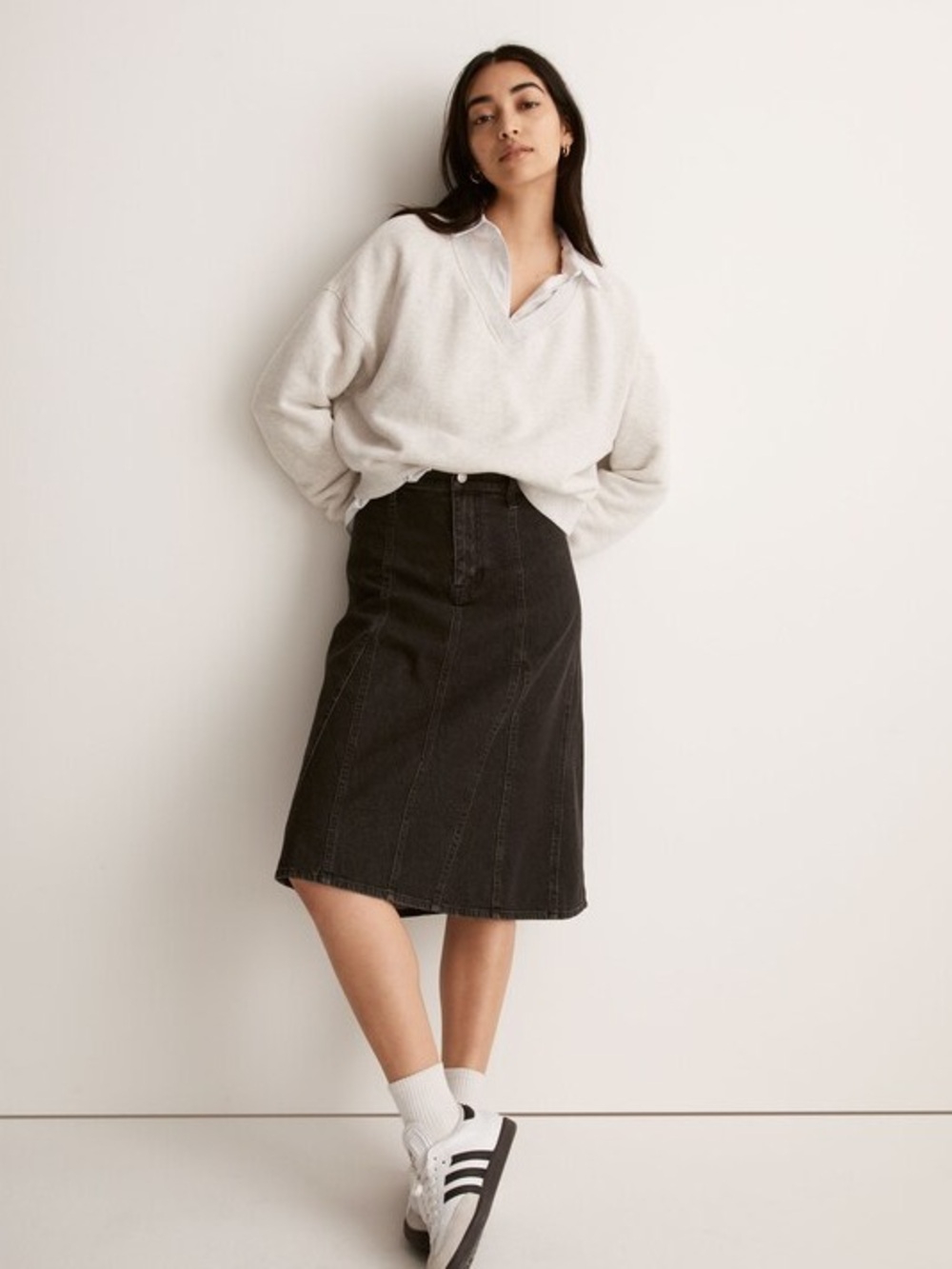 NWT Madewell A-Line Midi Skirt in Lunar Wash